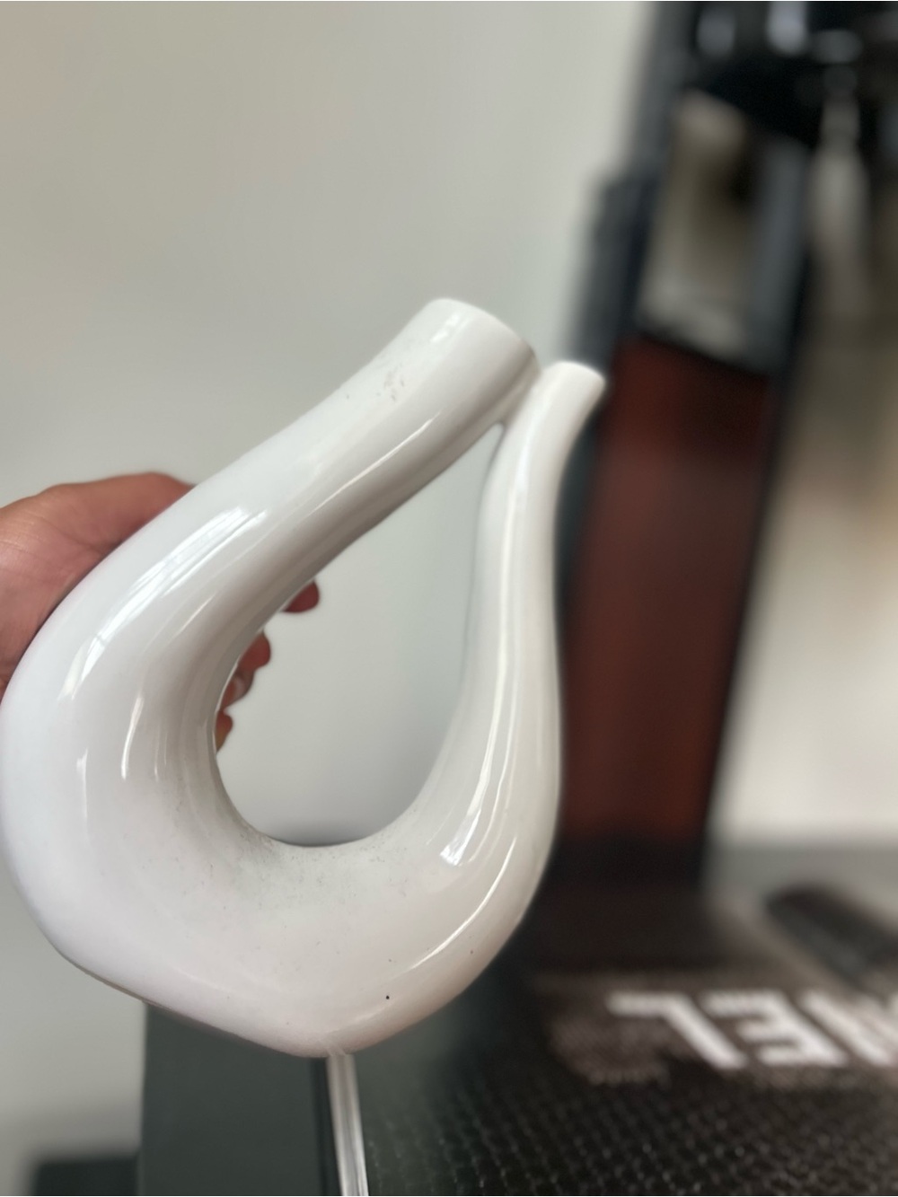 White Ceramic Modern Loop Sculpture case new